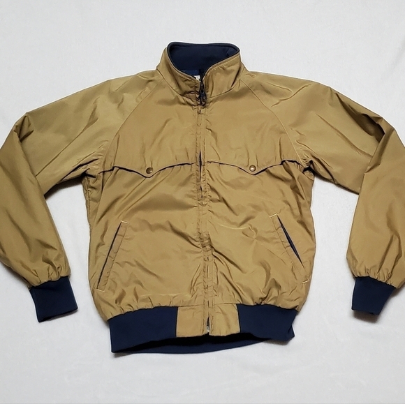 VINTAGE 70s LL Bean Khaki Blue Ribbed Talon Zipper Full-zip Windbreaker Jacket - Picture 1 of 15